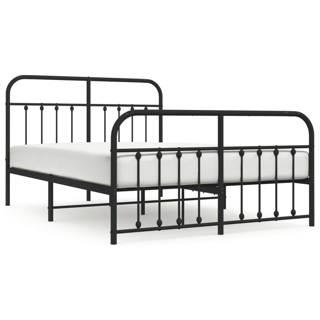 Metal Bed Frame without Mattress with Footboard Black 135x190 cm