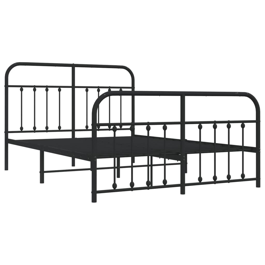 Metal Bed Frame without Mattress with Footboard Black 135x190 cm