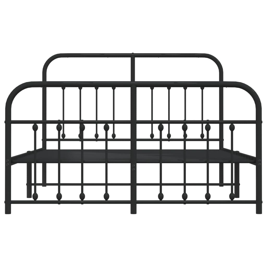 Metal Bed Frame without Mattress with Footboard Black 135x190 cm