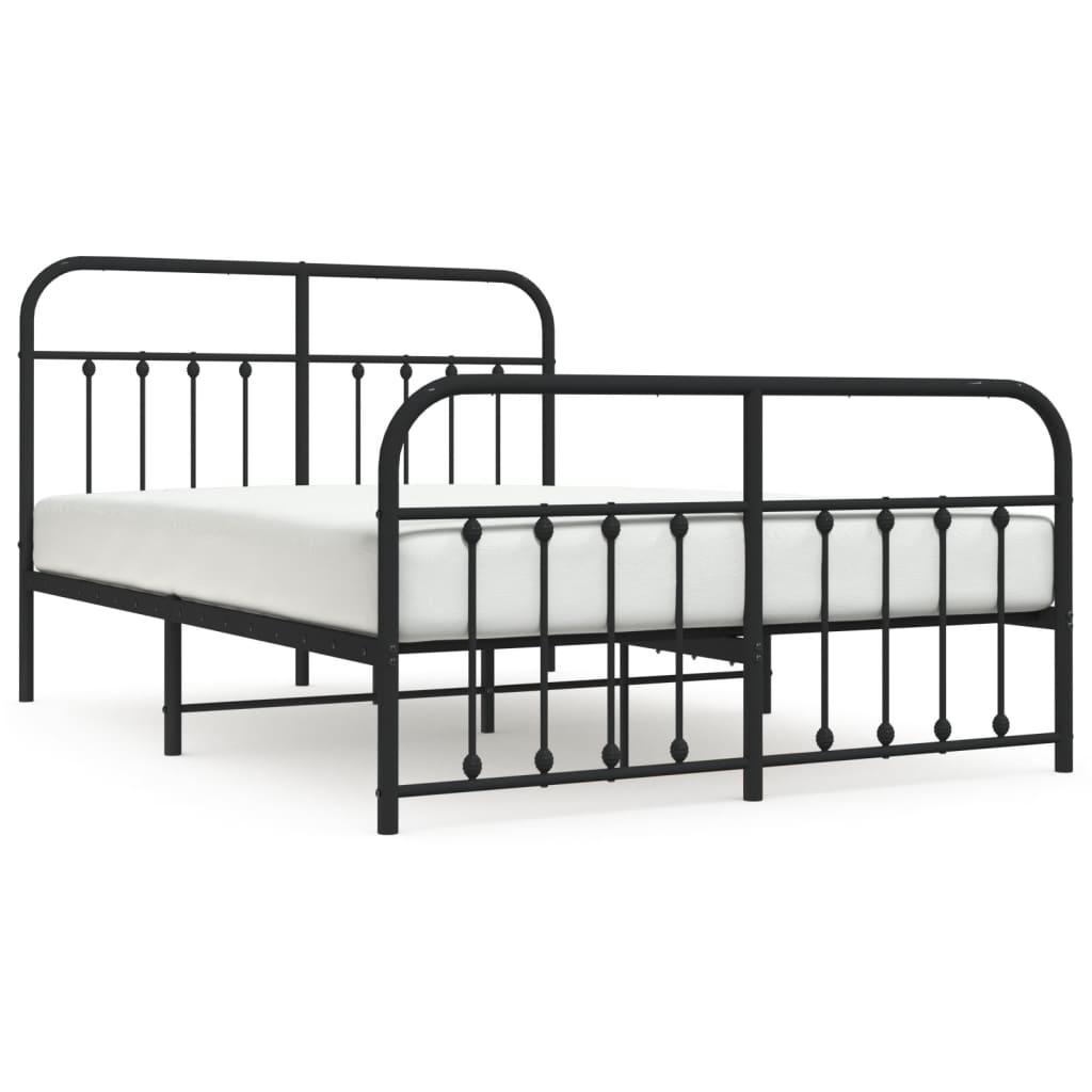 Metal Bed Frame without Mattress with Footboard Black 150x200 cm