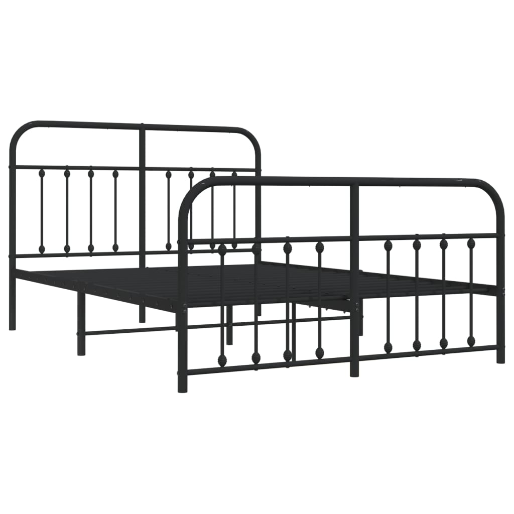 Metal Bed Frame without Mattress with Footboard Black 150x200 cm