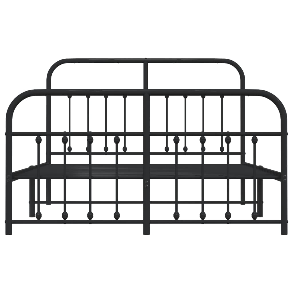 Metal Bed Frame without Mattress with Footboard Black 150x200 cm