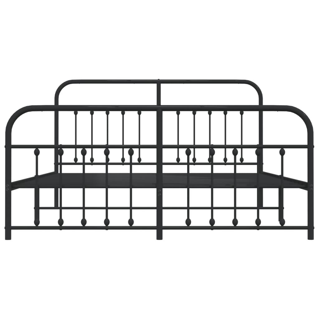 Metal Bed Frame without Mattress with Footboard Black 183x203 cm King