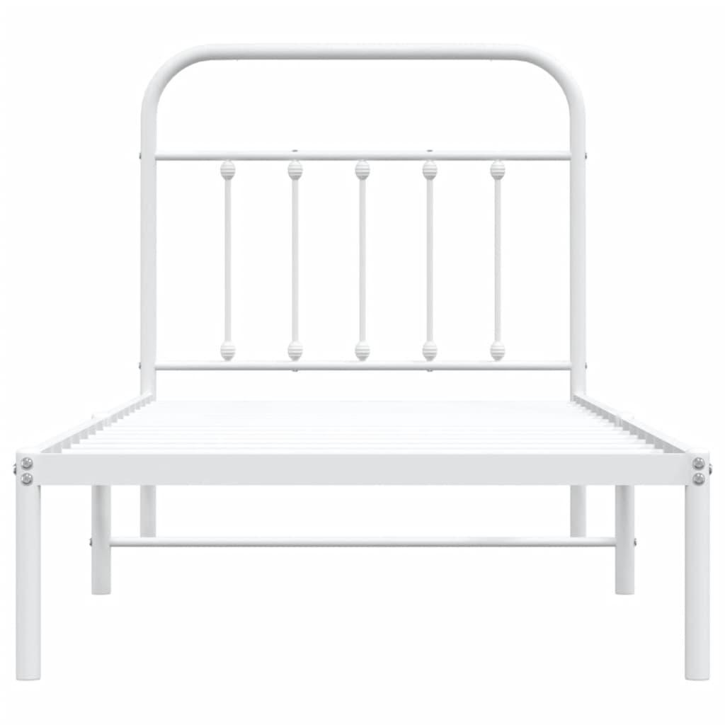 Metal Bed Frame without Mattress with Headboard White 90x190 cm