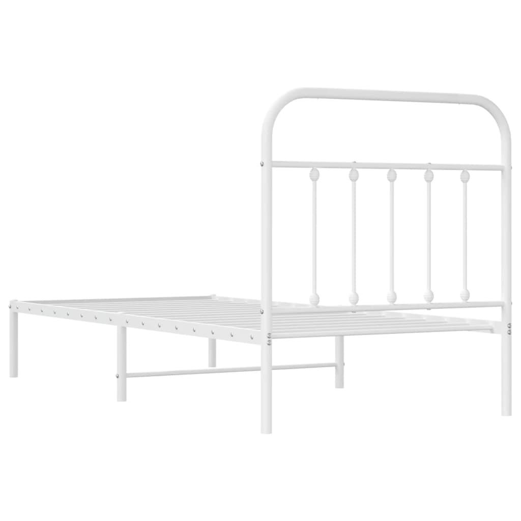 Metal Bed Frame without Mattress with Headboard White 90x190 cm
