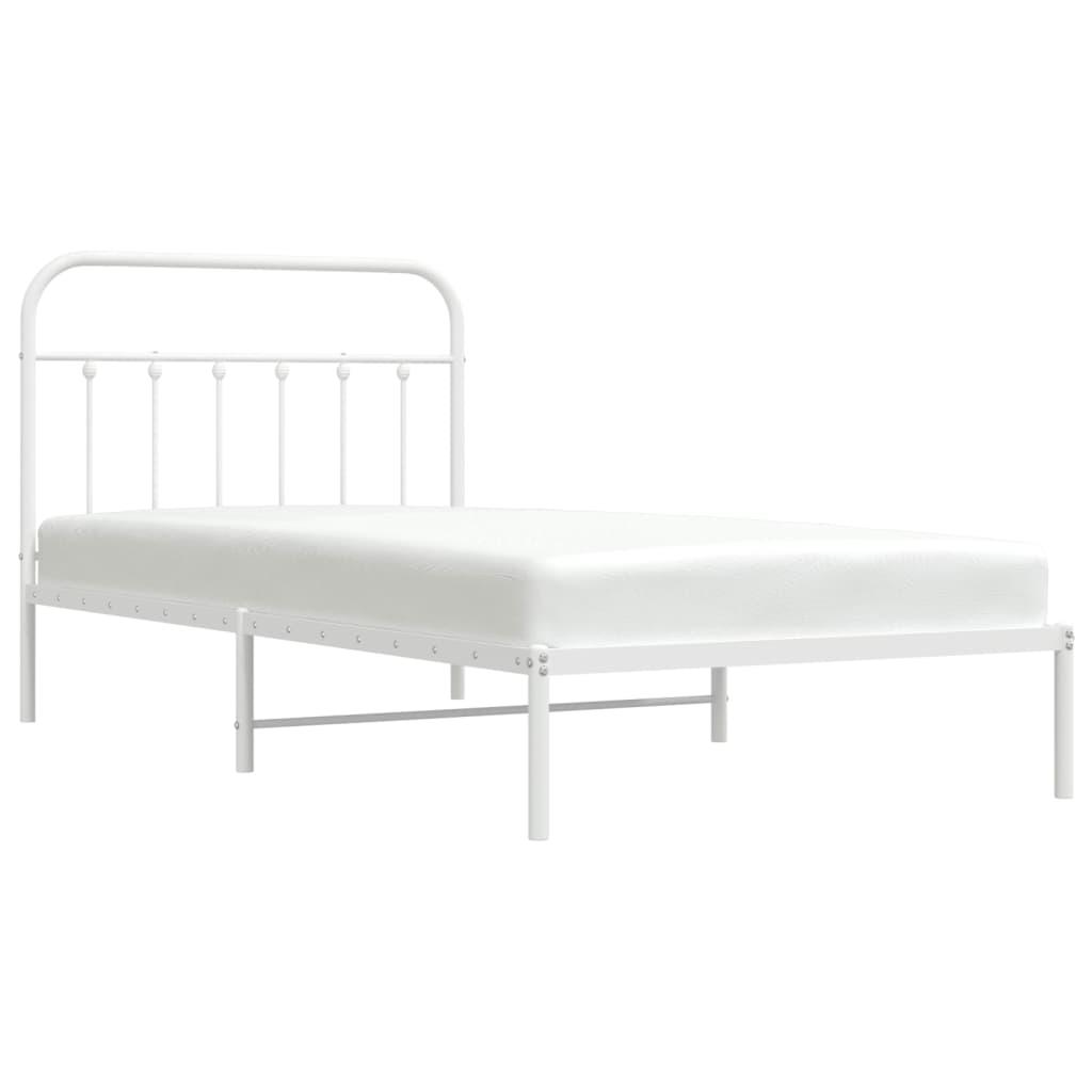 Metal Bed Frame without Mattress with Headboard White 107x203 cm King Single