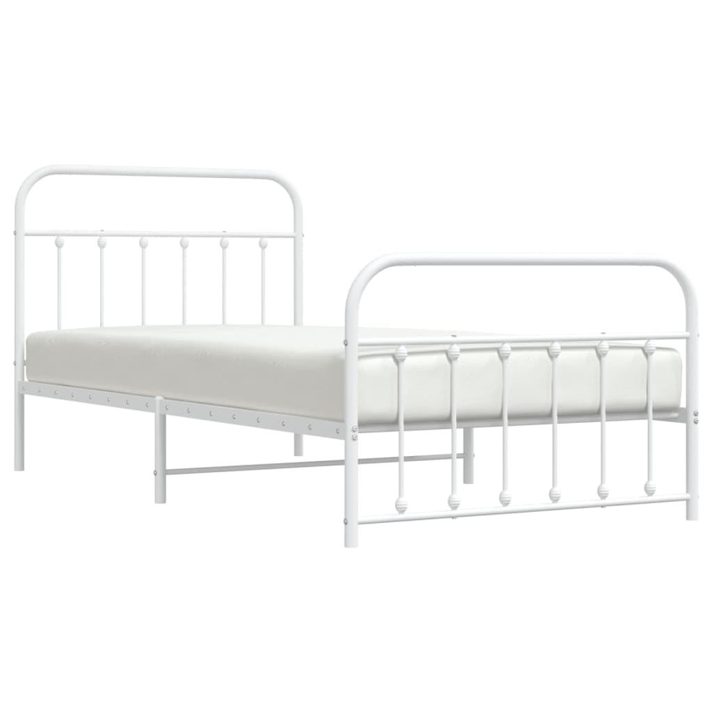 Metal Bed Frame without Mattress with Footboard White 107x203 cm King Single