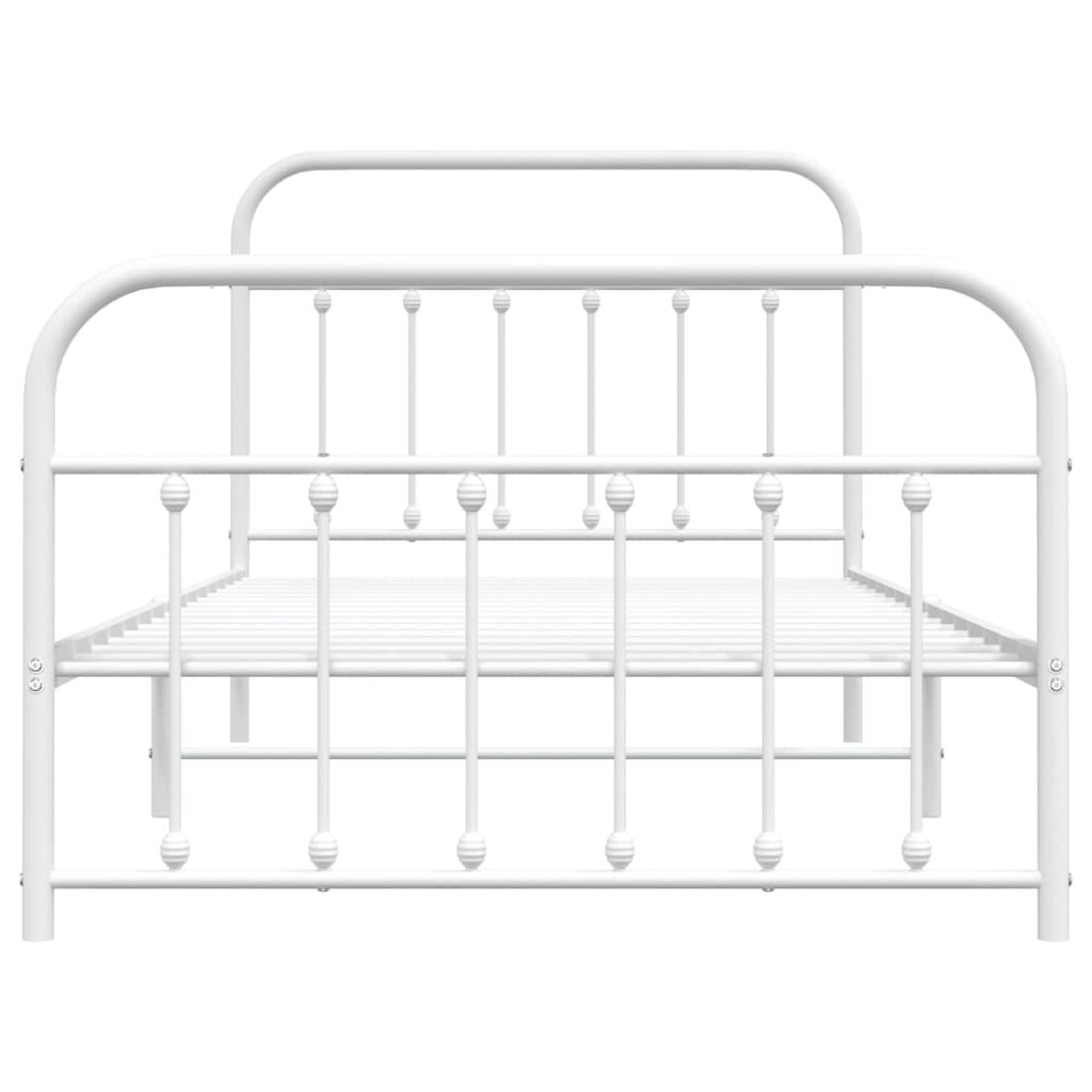 Metal Bed Frame without Mattress with Footboard White 107x203 cm King Single