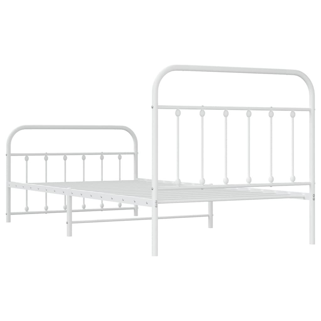 Metal Bed Frame without Mattress with Footboard White 107x203 cm King Single