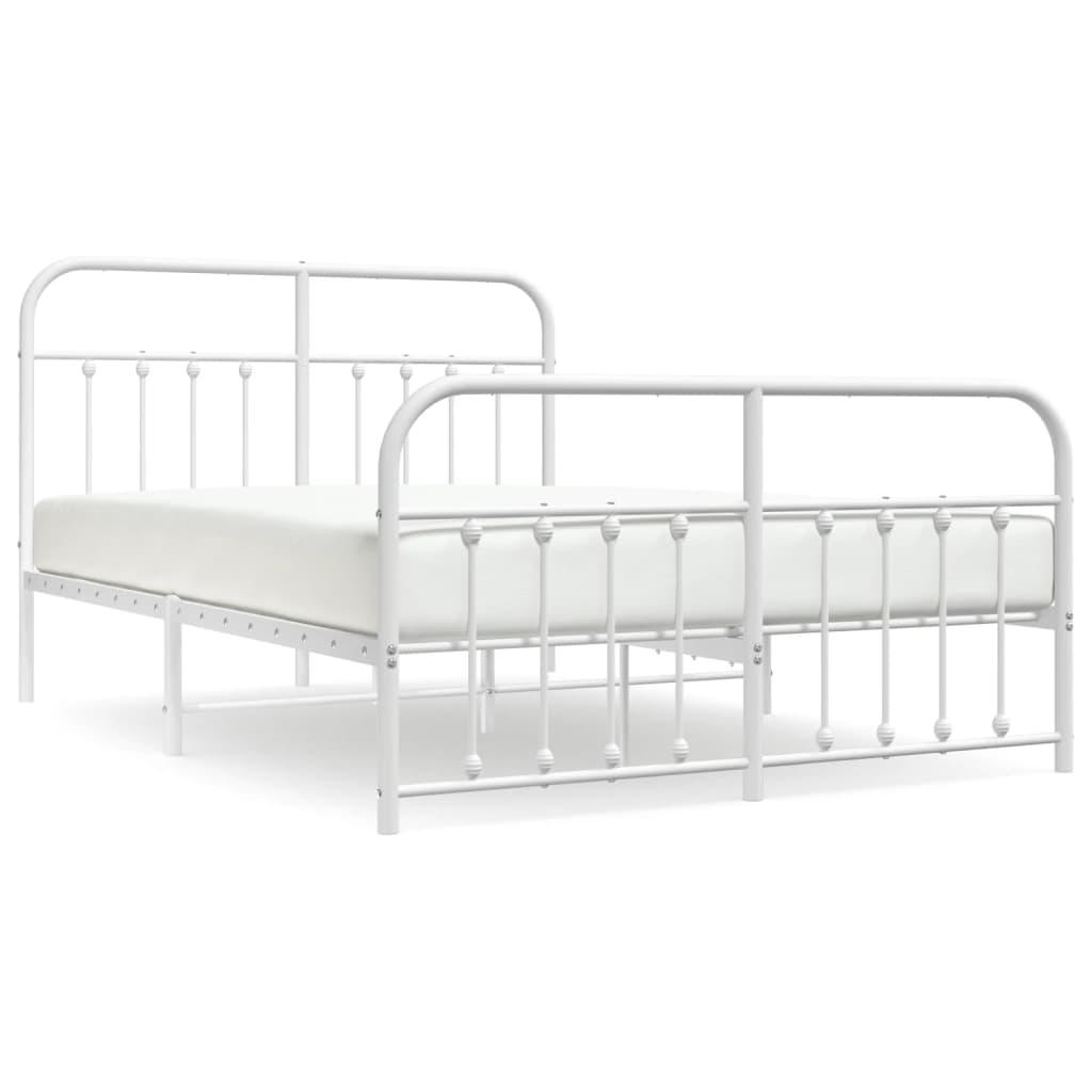 Metal Bed Frame without Mattress with Footboard White 135x190 cm
