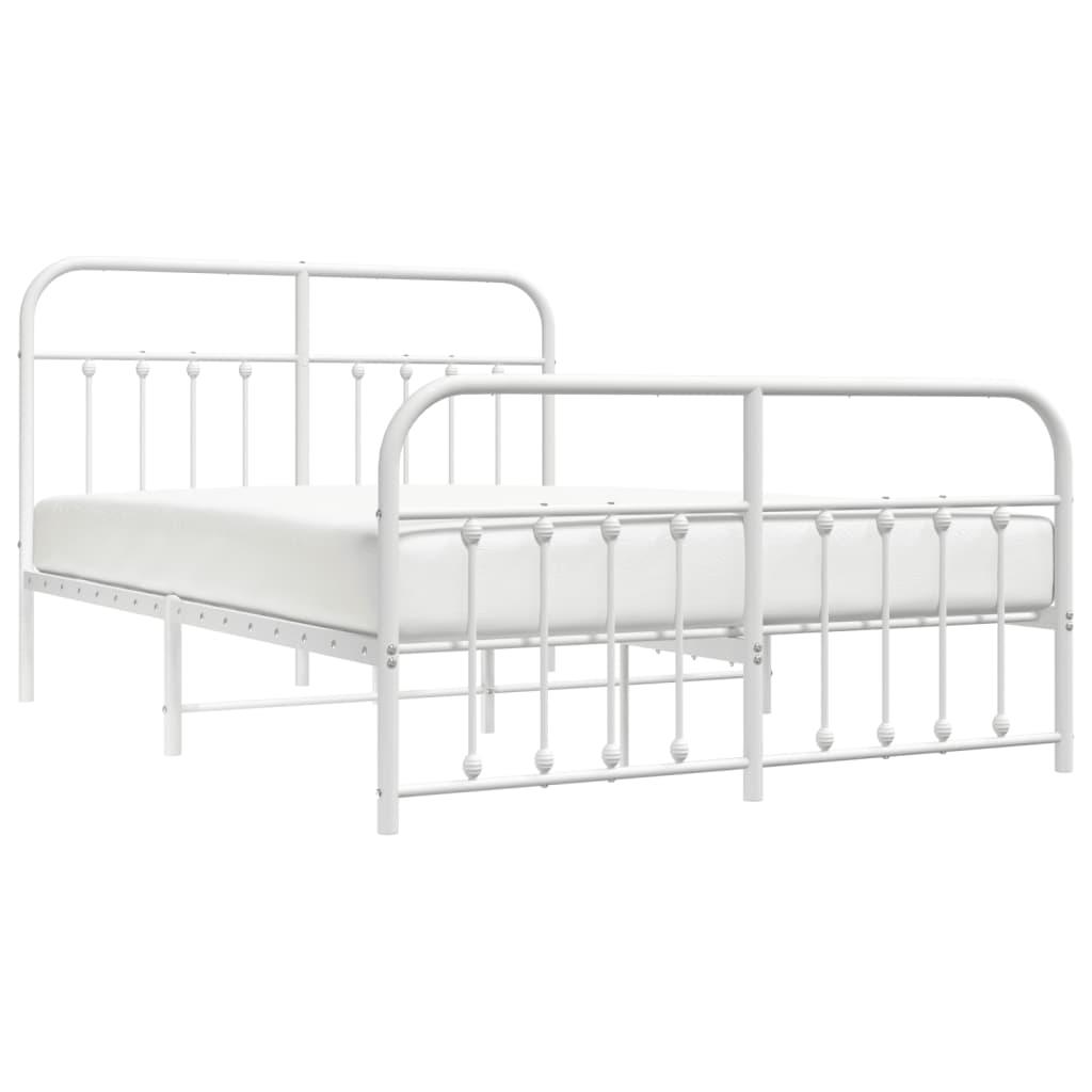 Metal Bed Frame without Mattress with Footboard White 135x190 cm