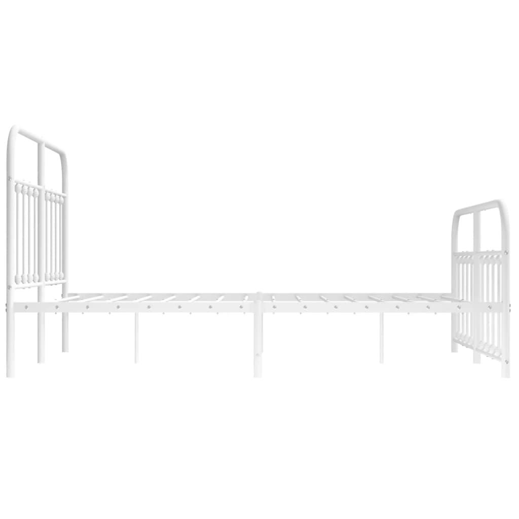 Metal Bed Frame without Mattress with Footboard White 135x190 cm