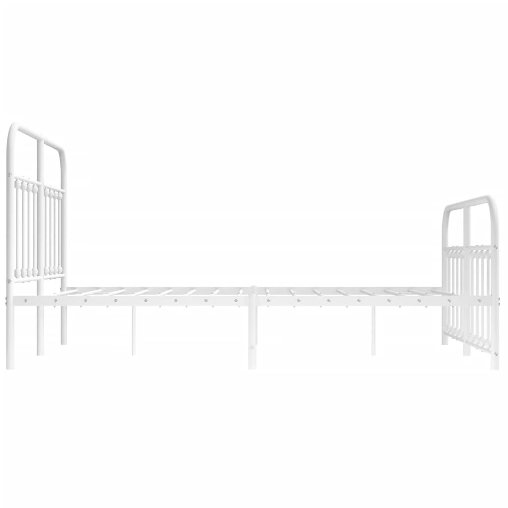 Metal Bed Frame without Mattress with Footboard White 150x200 cm