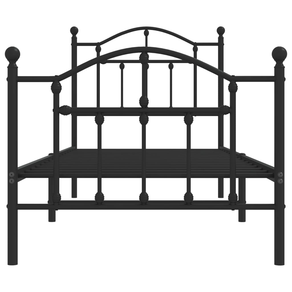 Metal Bed Frame without Mattress with Footboard Black 90x190 cm