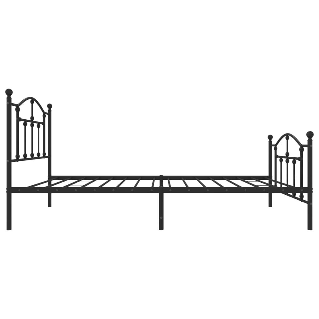 Metal Bed Frame without Mattress with Footboard Black 90x190 cm