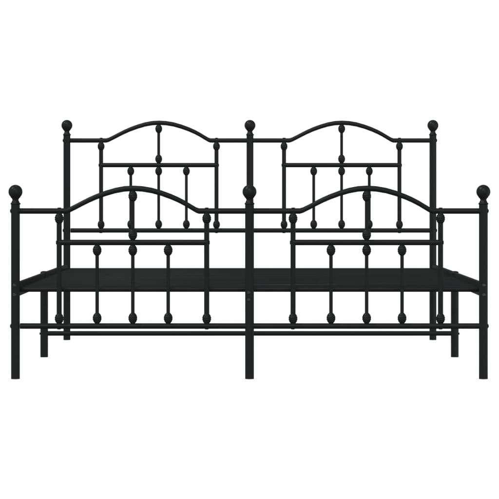 Metal Bed Frame without Mattress with Footboard Black 183x203 cm King