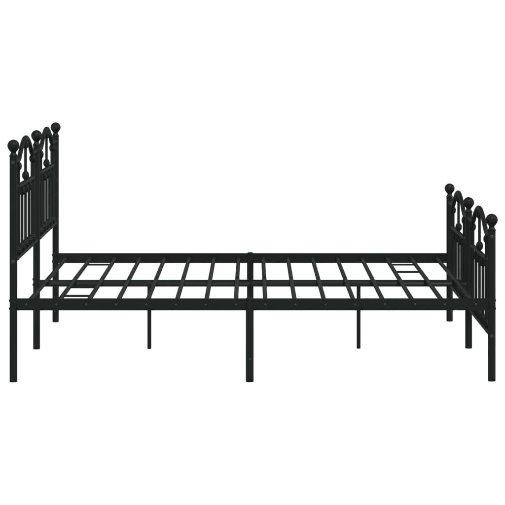 Metal Bed Frame without Mattress with Footboard Black 183x203 cm King