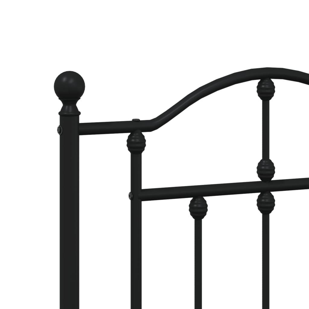 Metal Bed Frame without Mattress with Footboard Black 183x203 cm King