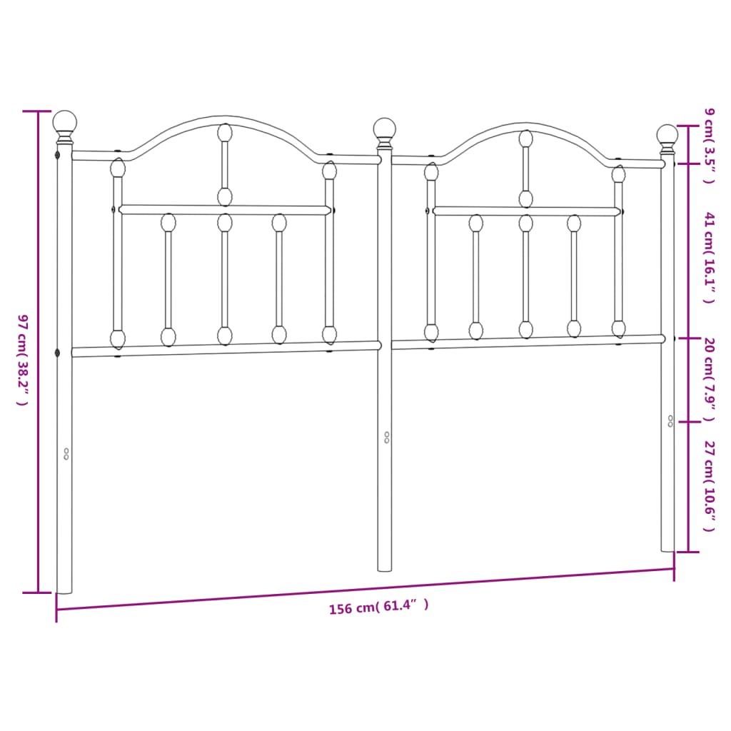 Metal Headboard Black 152 cm Queen