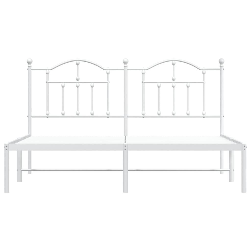 Metal Bed Frame without Mattress with Headboard White 183x203 cm King