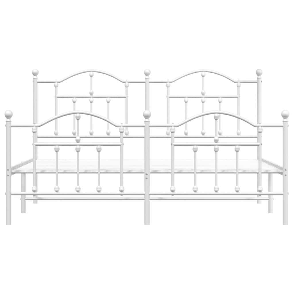 Metal Bed Frame without Mattress with Footboard White 183x203 cm King