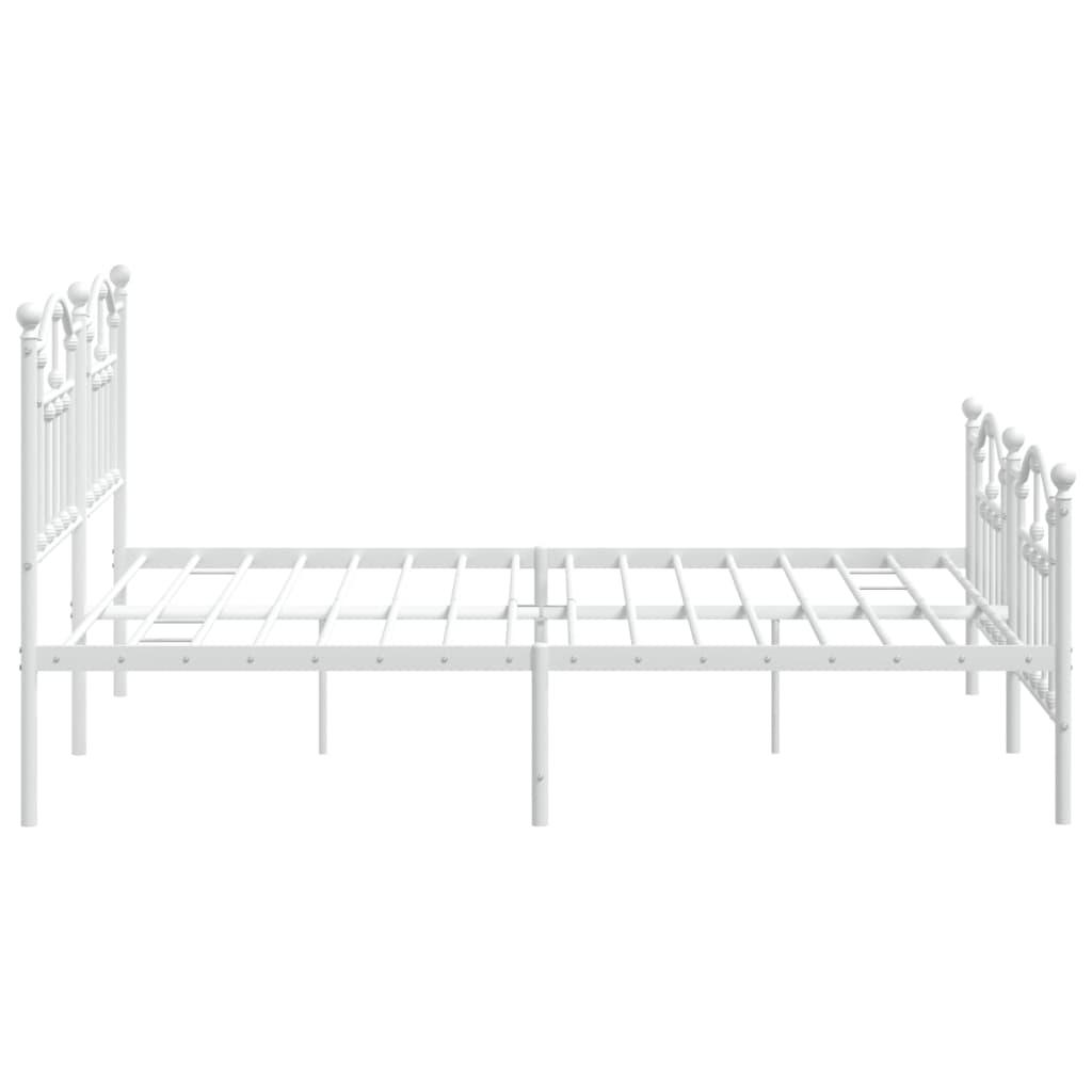 Metal Bed Frame without Mattress with Footboard White 183x203 cm King