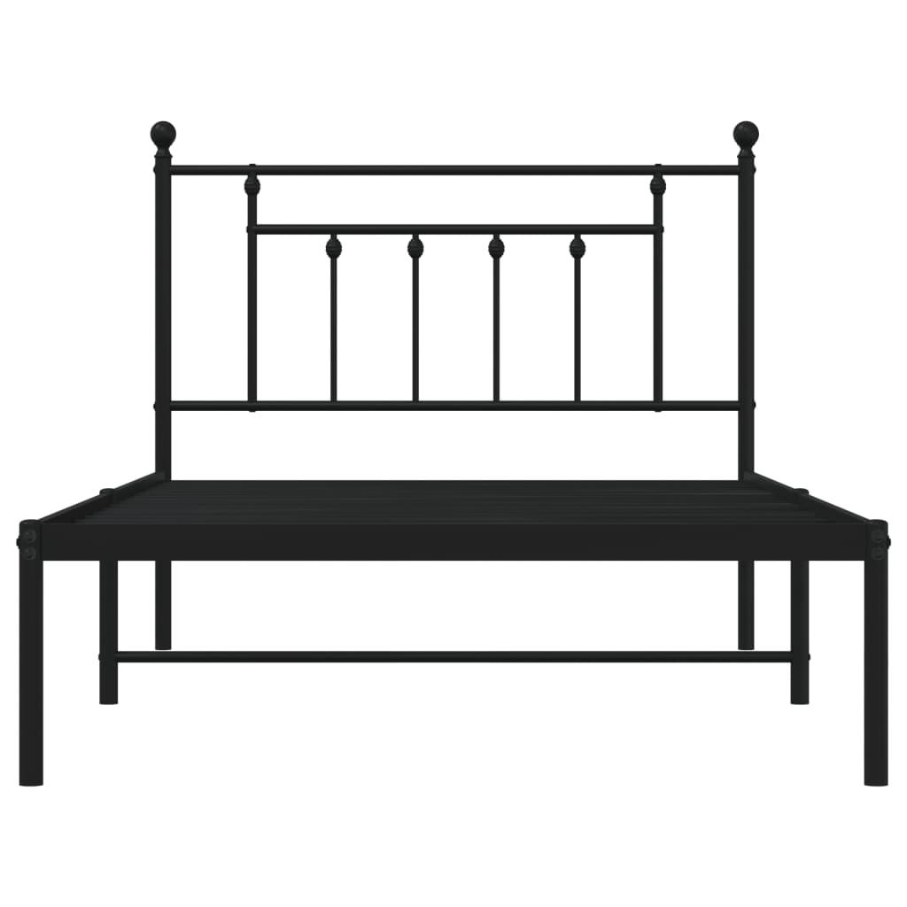 Metal Bed Frame without Mattress with Headboard Black 107x203 cm King Single