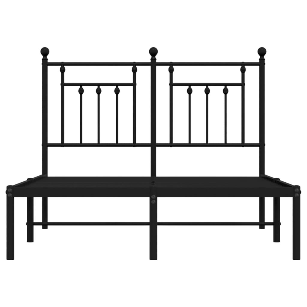 Metal Bed Frame without Mattress with Headboard Black 135x190 cm