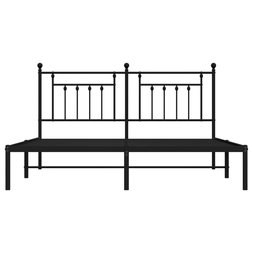 Metal Bed Frame without Mattress with Headboard Black 183x203 cm King