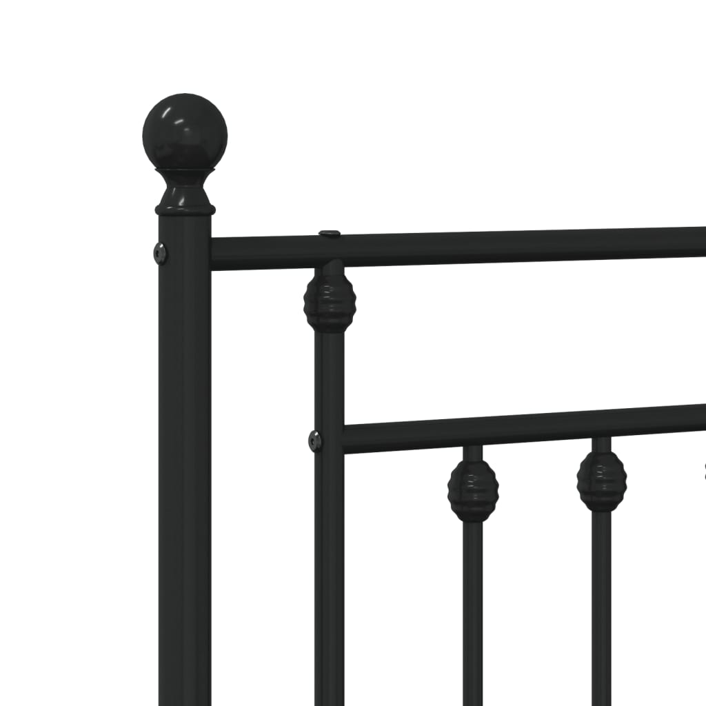 Metal Bed Frame without Mattress with Footboard Black 135x190 cm
