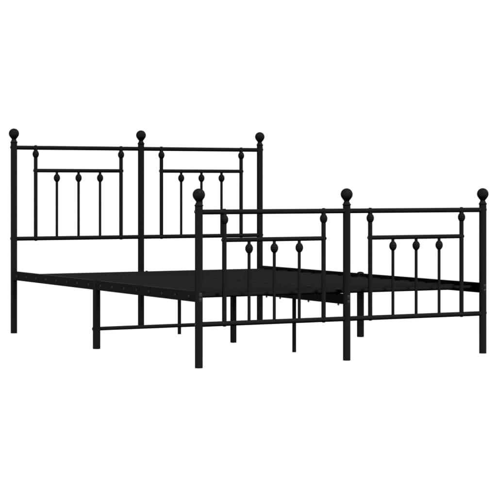 Metal Bed Frame without Mattress with Footboard Black 150x200 cm