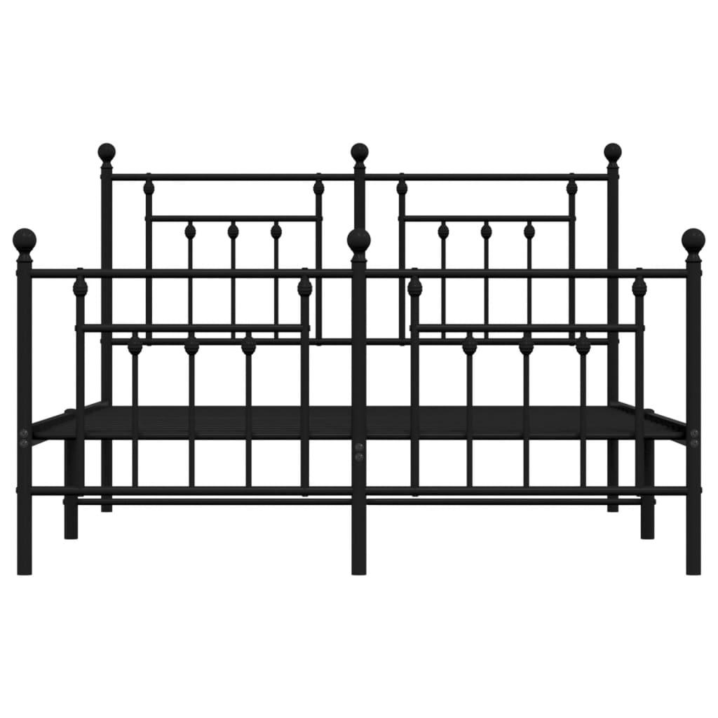 Metal Bed Frame without Mattress with Footboard Black 150x200 cm