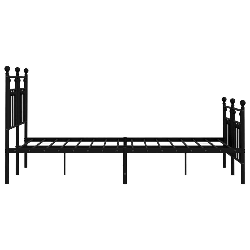 Metal Bed Frame without Mattress with Footboard Black 150x200 cm