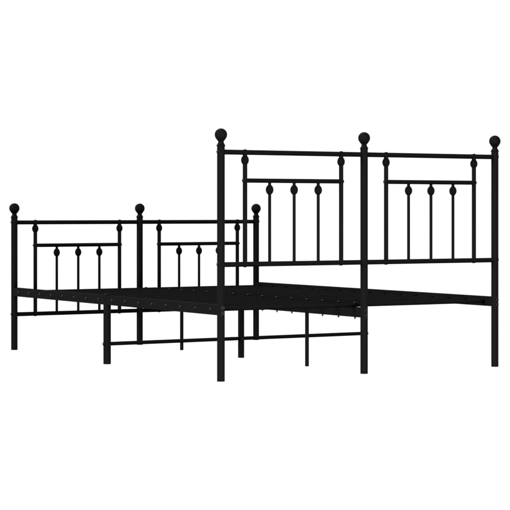 Metal Bed Frame without Mattress with Footboard Black 150x200 cm