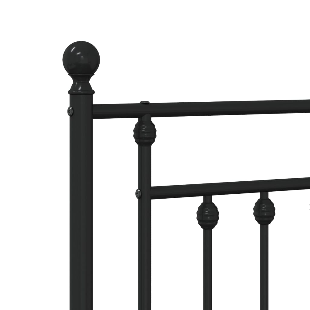 Metal Bed Frame without Mattress with Footboard Black 150x200 cm