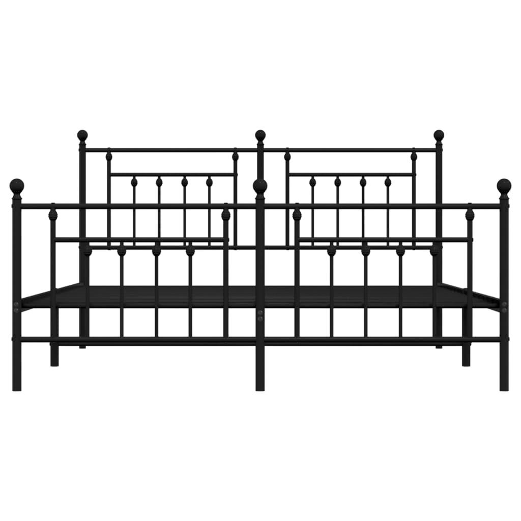 Metal Bed Frame without Mattress with Footboard Black 183x203 cm King