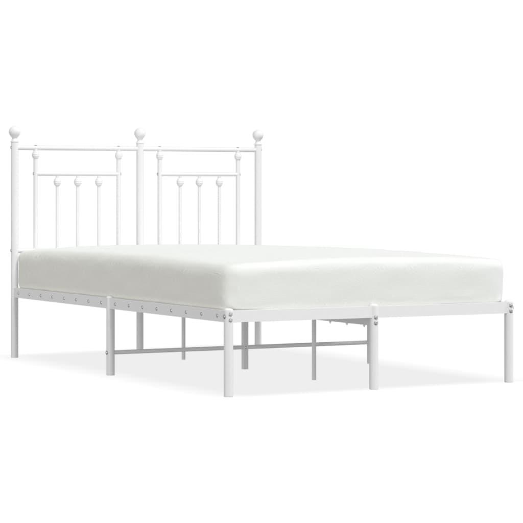 Metal Bed Frame without Mattress with Headboard White 135x190 cm
