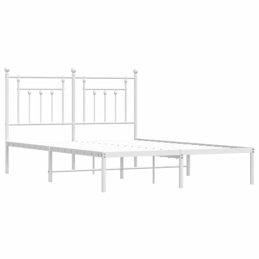 Metal Bed Frame without Mattress with Headboard White 150x200 cm