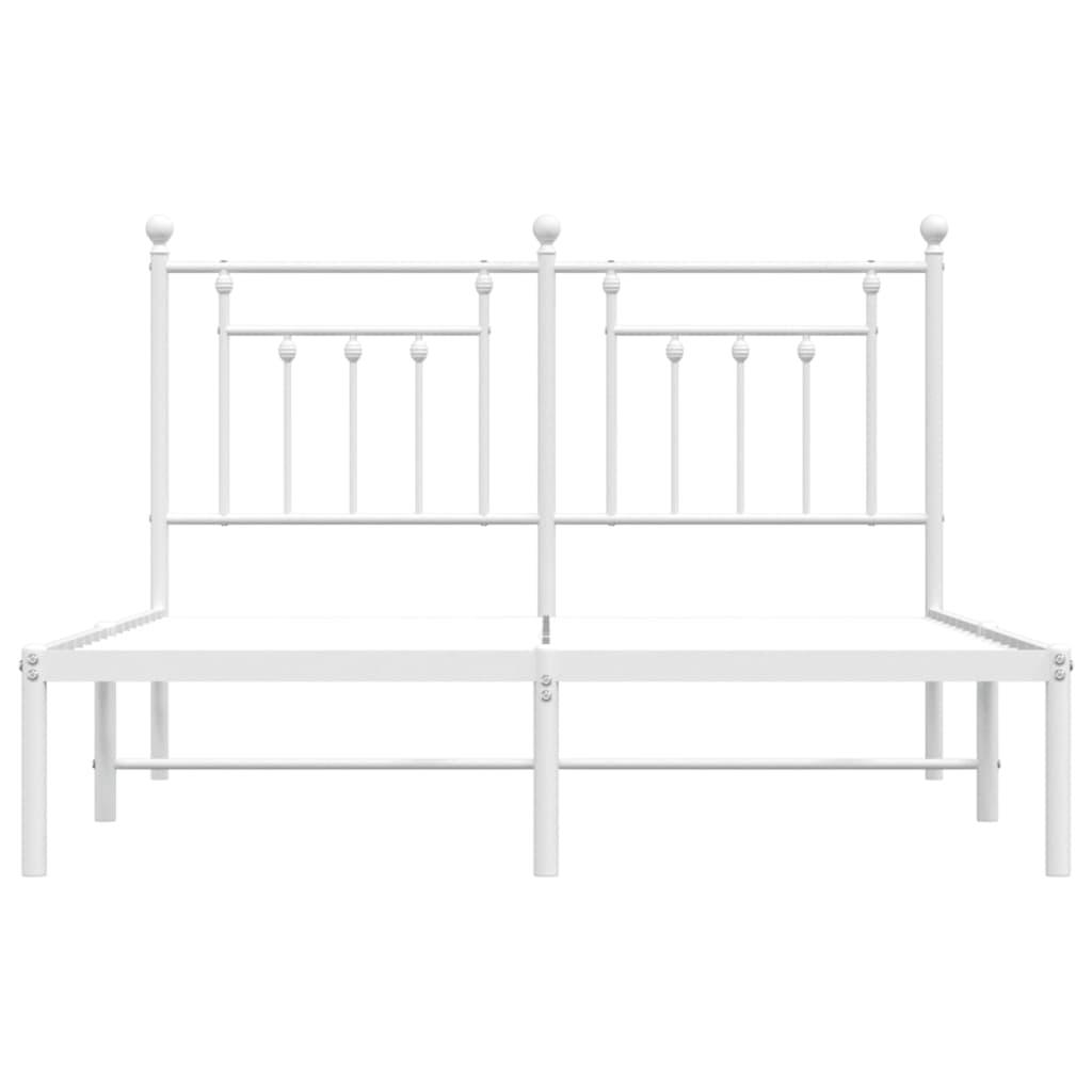 Metal Bed Frame without Mattress with Headboard White 150x200 cm