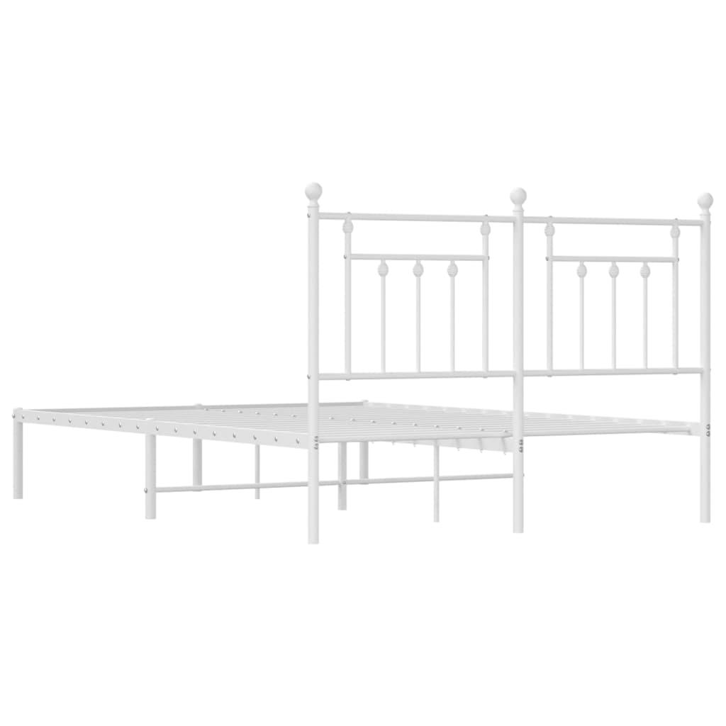Metal Bed Frame without Mattress with Headboard White 150x200 cm