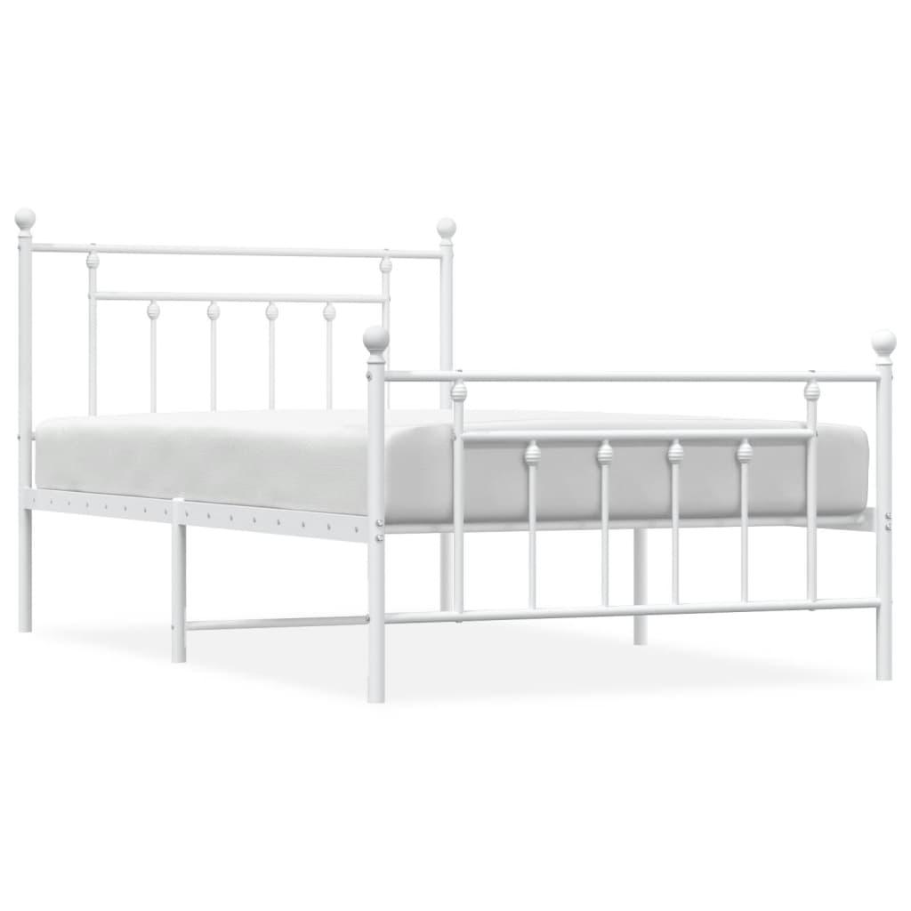 Metal Bed Frame without Mattress with Footboard White 107x203 cm King Single
