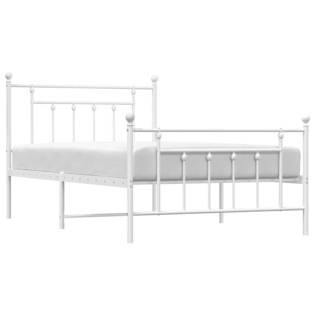 Metal Bed Frame without Mattress with Footboard White 107x203 cm King Single