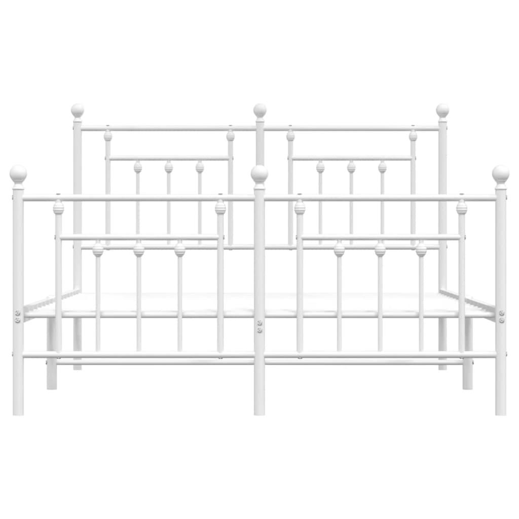Metal Bed Frame without Mattress with Footboard White 150x200 cm
