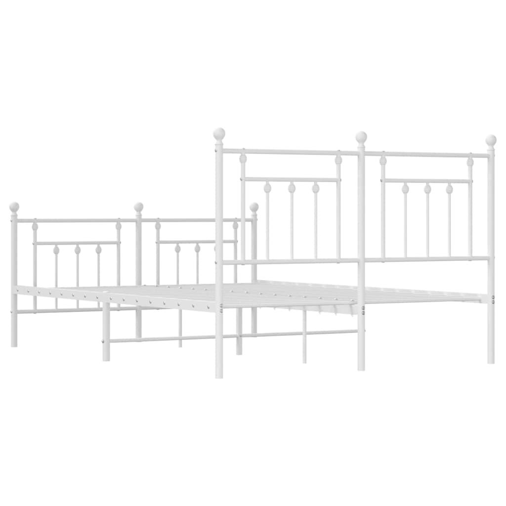 Metal Bed Frame without Mattress with Footboard White 150x200 cm