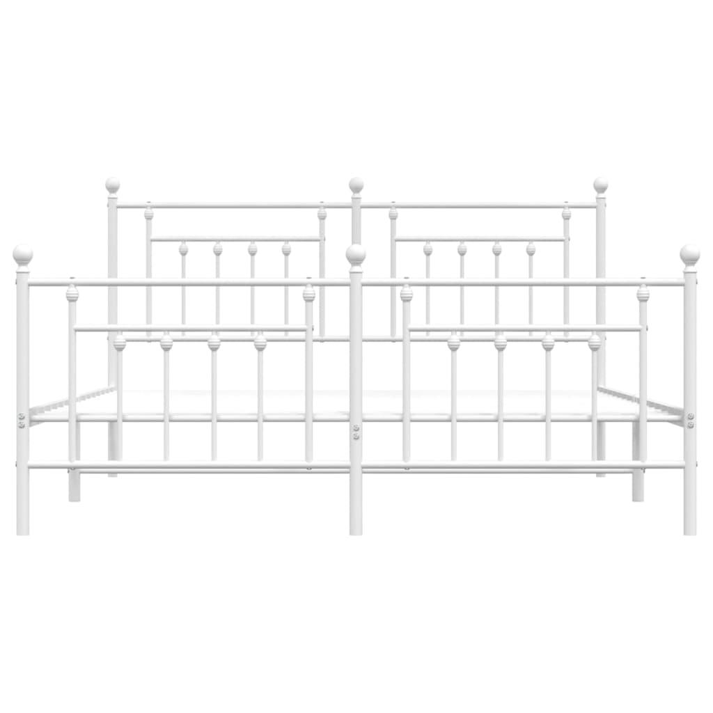 Metal Bed Frame without Mattress with Footboard White 183x203 cm King