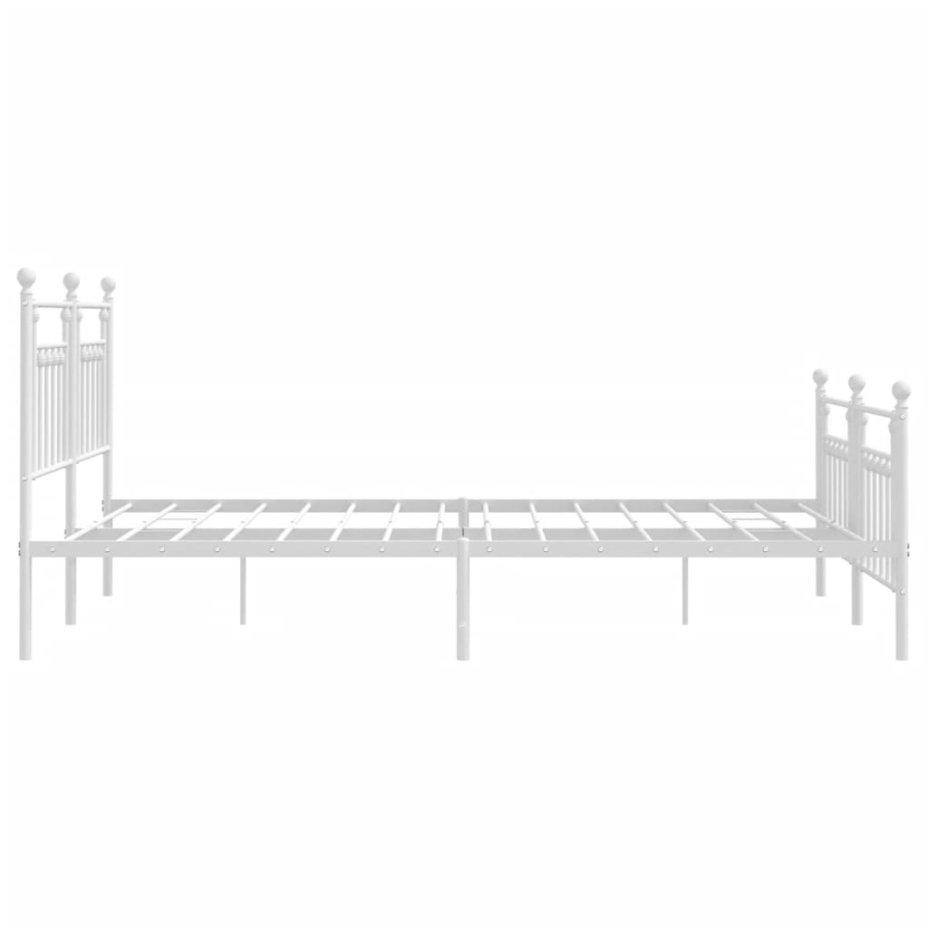 Metal Bed Frame without Mattress with Footboard White 183x203 cm King