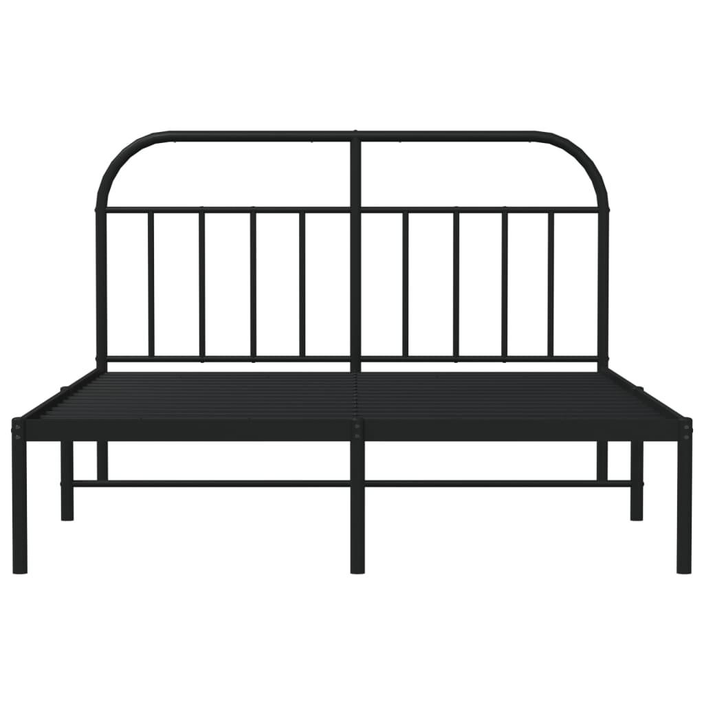 Metal Bed Frame without Mattress with Headboard Black 150x200 cm