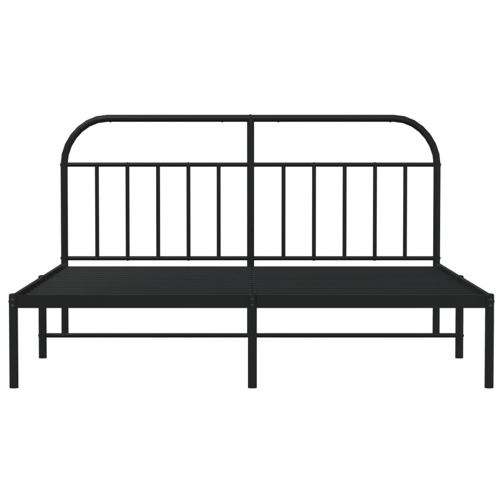Metal Bed Frame without Mattress with Headboard Black 183x203 cm King