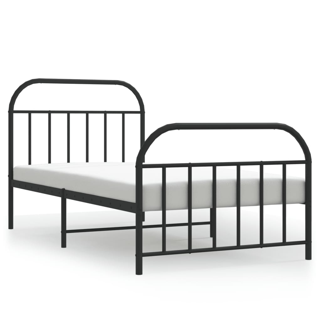 Metal Bed Frame without Mattress with Footboard Black 107x203 cm King Single