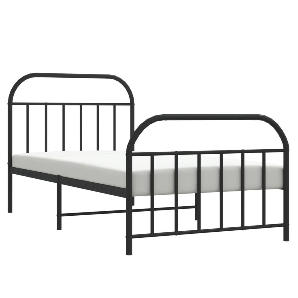 Metal Bed Frame without Mattress with Footboard Black 107x203 cm King Single